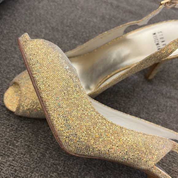 Stuart Weitzman Litely Mini Glitter Open-Toe Slingback Size 8.5 - Picture 14 of 15
